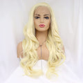 Xiweiya13x3.5 Lace Wig Brown Wavy Lace Front Wig Long Body Wave Chocolate Light Brown Synthetic Lace Front Wig Glueless Wig Heat Resistant Fiber Wig for Woman Daily Wear 24inch