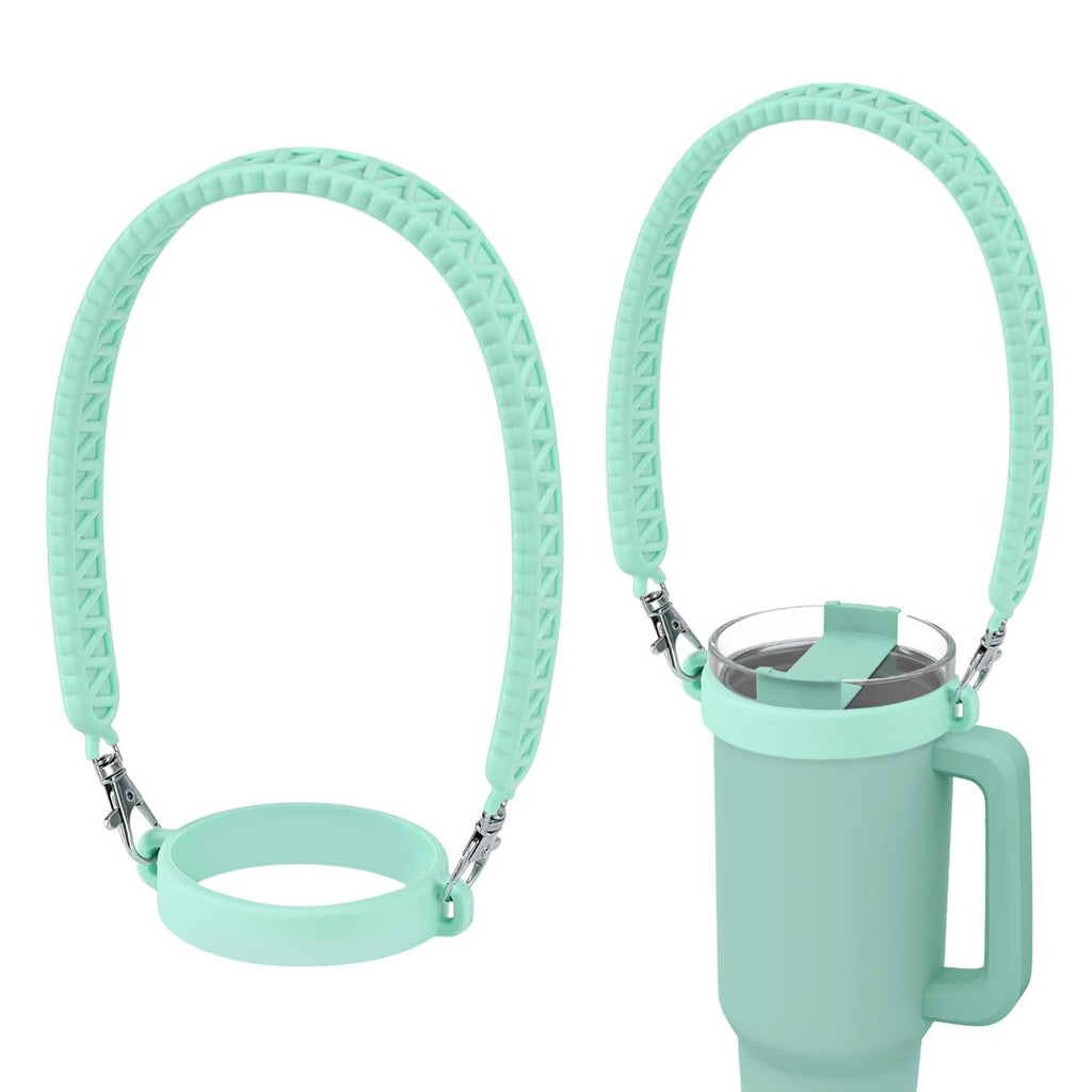 Nuovoware Water Bottle Handle Fit 8-40 oz Bottle Silicone Water Bottle Handle Strap Elastic Water Bottle Straps for Carrying Water Bottle Accessories for Walking Hiking Traveling Green
