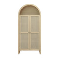 70.28' Tall Arched Kitchen Pantry, Arched Storage Display Cabinet with 2 Drawers & Adjustable Shelves, Rattan Door Versatile Storage Cabinet for Kitchen, Dining Room, Living Room