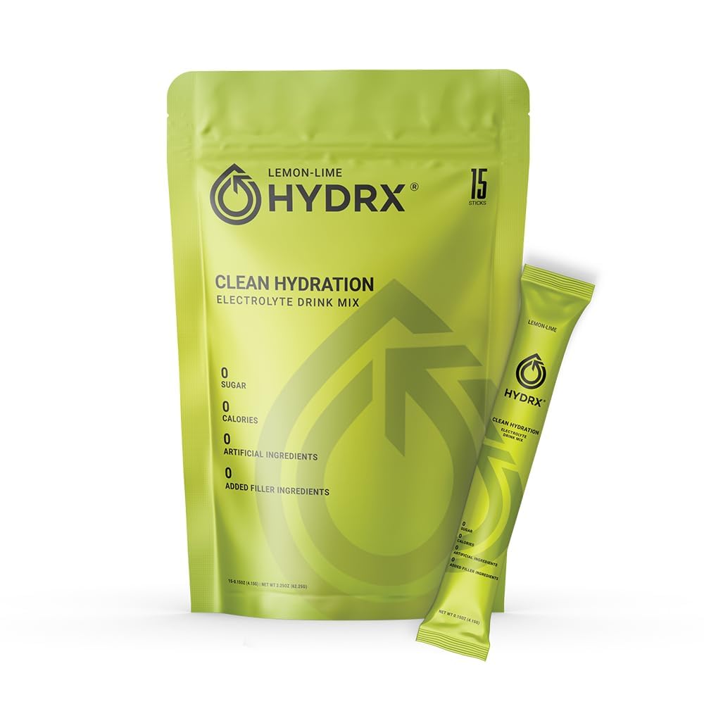 Hydrx Hydration Powder Sugar-Free Electrolyte Powder Drink Mix Packs Hydration Amplifier Packets for Recovery Dehydration & Exercise Lemon-Lime
