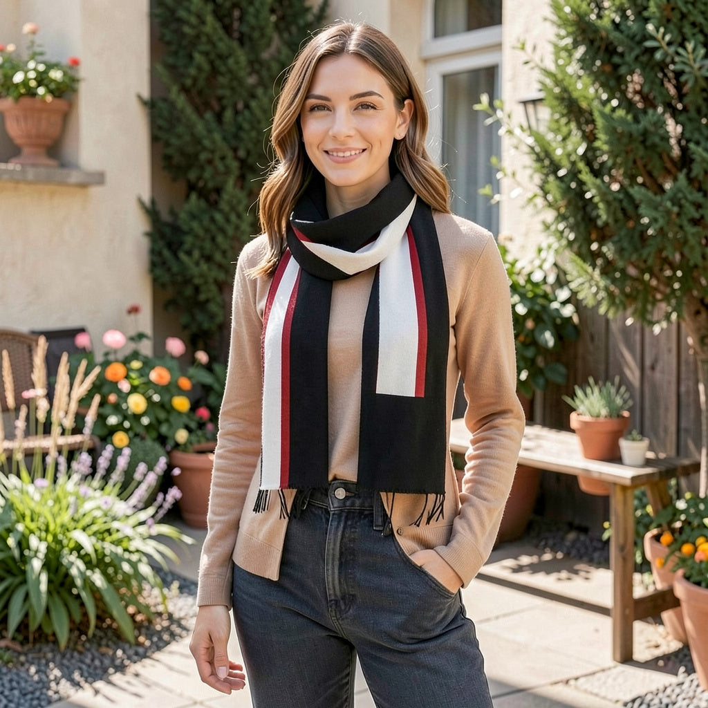 Calvin Klein Varsity-Stripe Lightweight Scarf One Size
