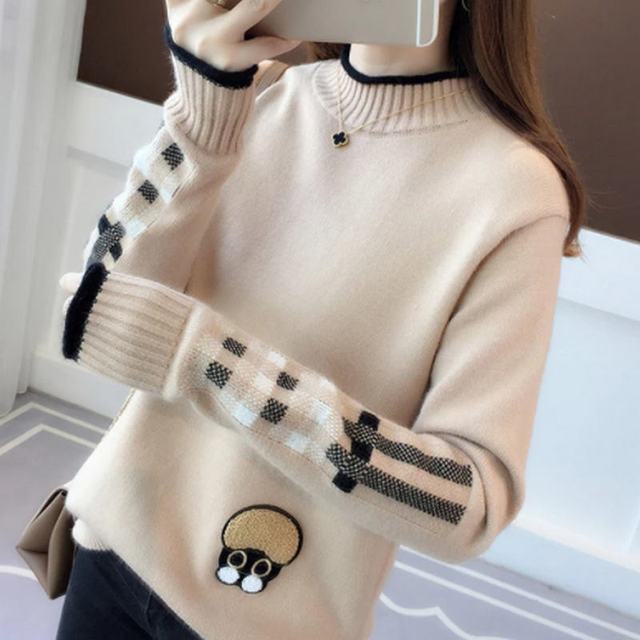 Cartoon Patch Knitted Sweater for Women