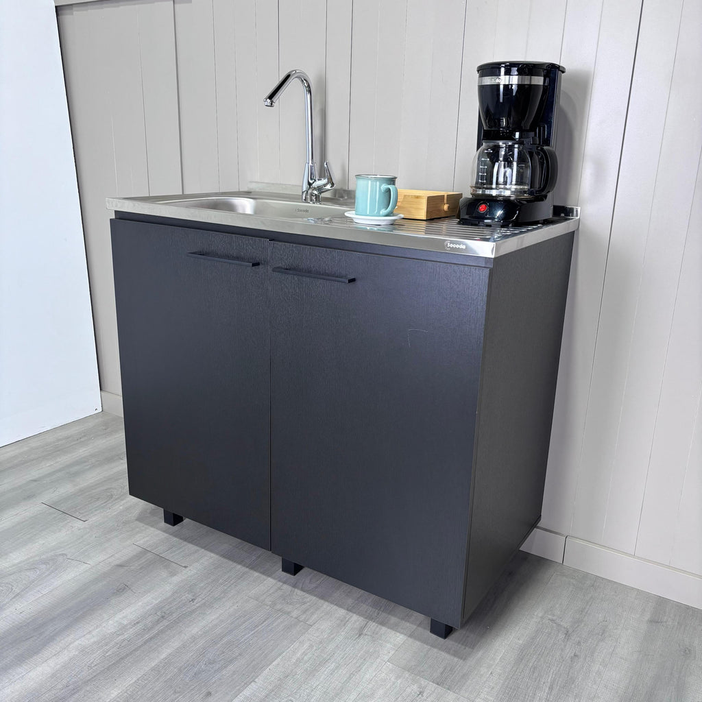 Napoles 2 Utility Sink with Cabinet, Stainless Steel Countertop, Interior Shelf - Wenge