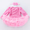 New Autumn Fashion Solid Color Baby Romper Dress Set