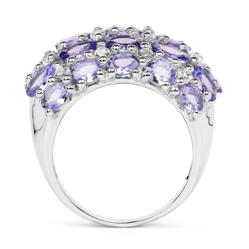 7.29 Carat Genuine Tanzanite and White Topaz .925 Sterling Silver Ring
