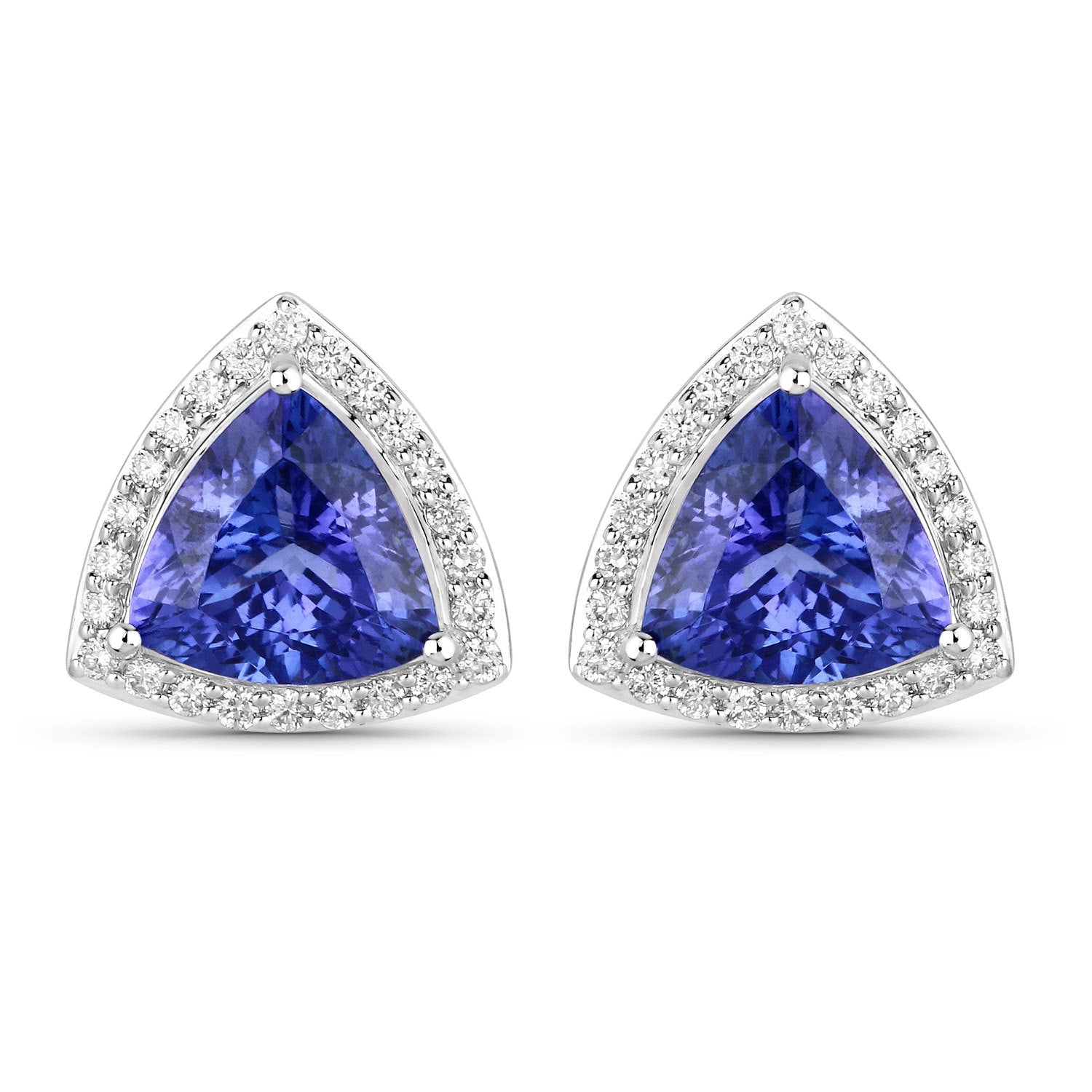 4.62 Carat Genuine Tanzanite and White Diamond 14K White Gold Earrings