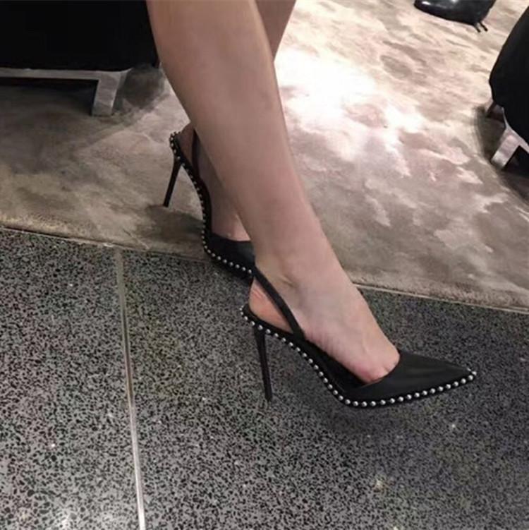 2020 Summer New Metal Studded Pointed High Heel Sandals