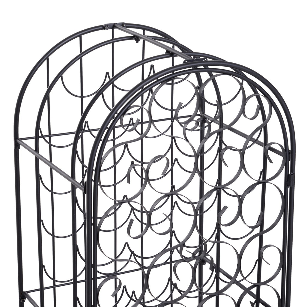 HOMCOM 35 Bottle Wrought Iron Wine Rack Cabinet with Lock - Black
