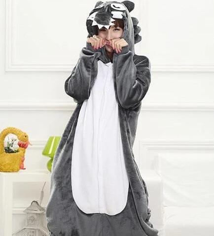 Gray Wolf Cartoon Pajamas and Loungewear Set