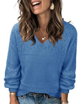 Messic Womens Pullover Sweaters Cute Sweaters for Women Holiday Plus Size Dressy Tops for Women for Fall Winter Trendy Work Clothes for Women 2024 Blue X-Large