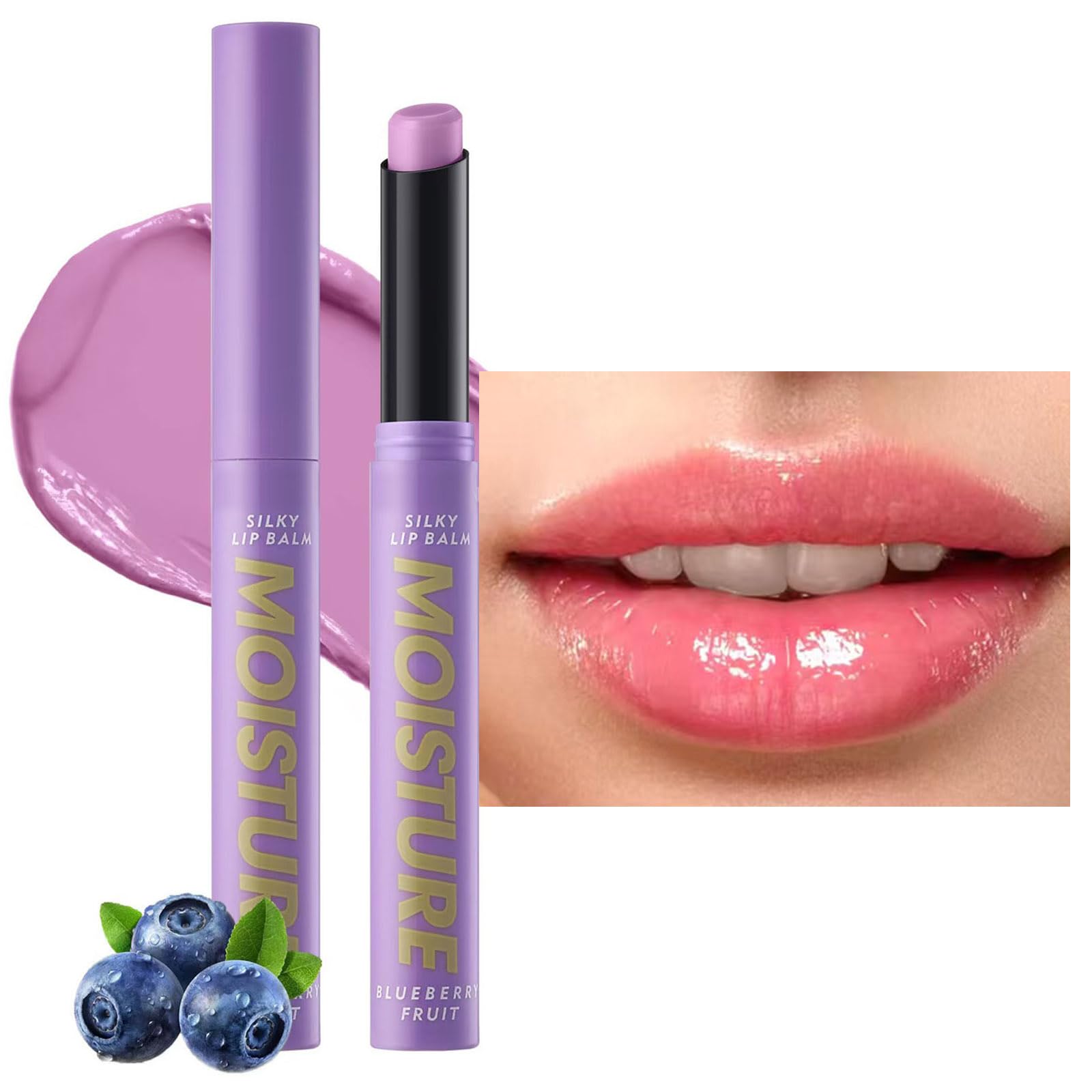 2 in 1 Moisturizing Tinted Lip Balm Lip Gloss Hydrating Glossy Lip Oil Plumping Lipgloss Hypoallergenic Natural Women Girls Teens Waterproof Long Lasting Lightweight Portabl Lipbalm Grape # 01