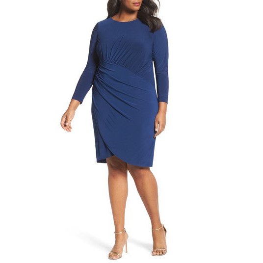 Adrianna Papell Womens Plus Asymmetrical Ruched Cocktail Dress, Size 22W