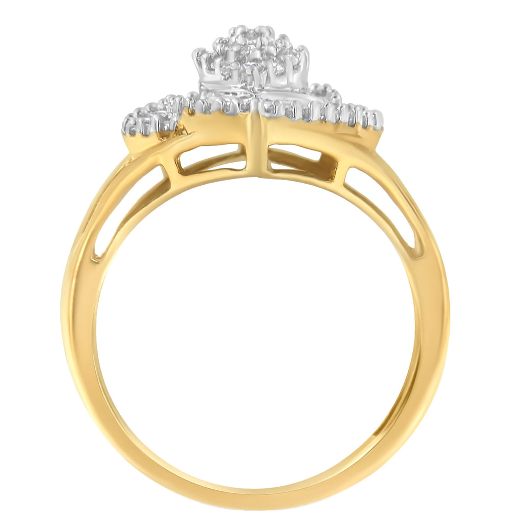 10K Yellow Gold Diamond Cocktail Ring (1/2 Cttw, J-K Color, I2-I3 Clarity) - Size 6-1/2