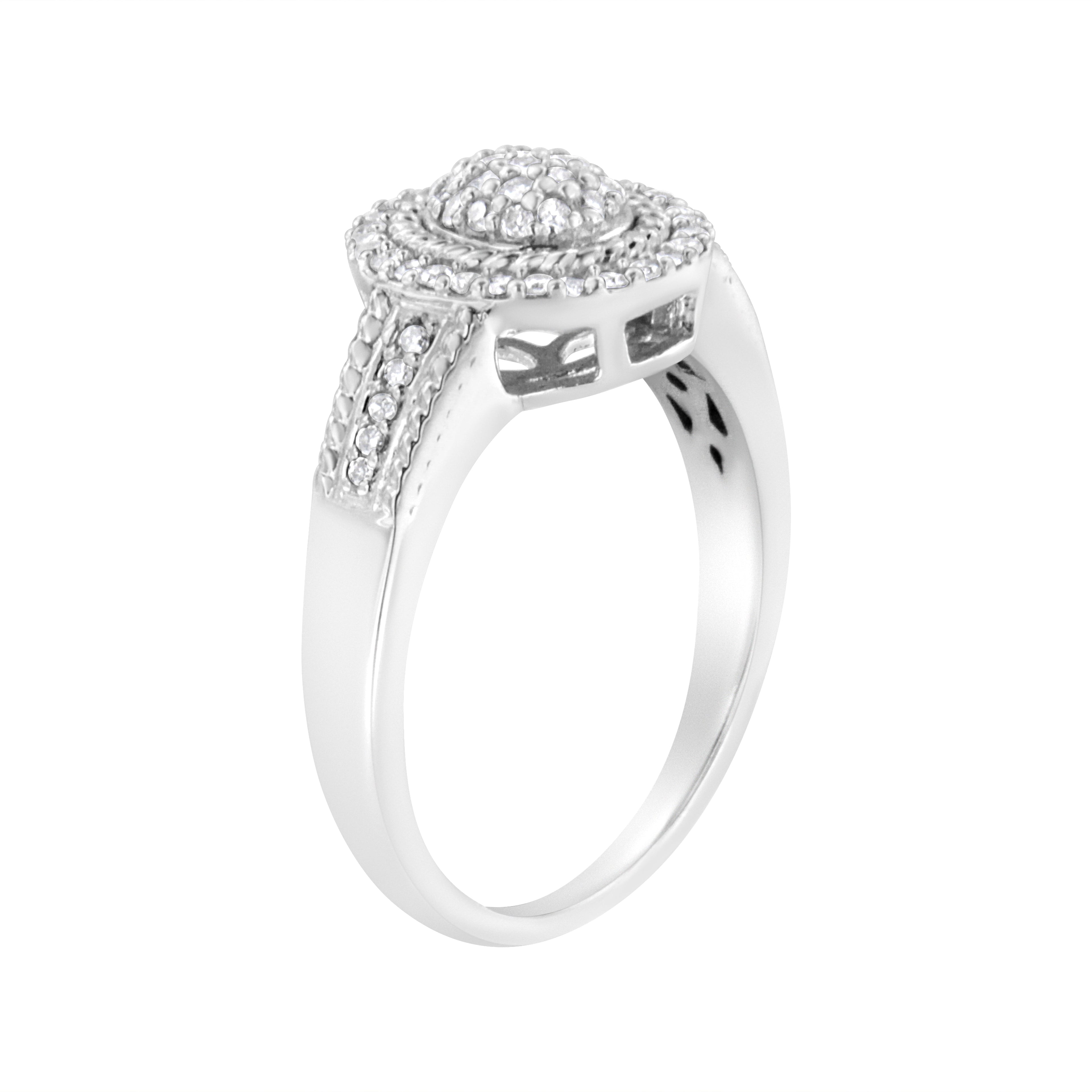 .925 Sterling Silver 1/3 Cttw Pave Set Round-Cut Diamond Braided Halo Cocktail Ring (I-J Color, I2-I3 Clarity) - Size 7