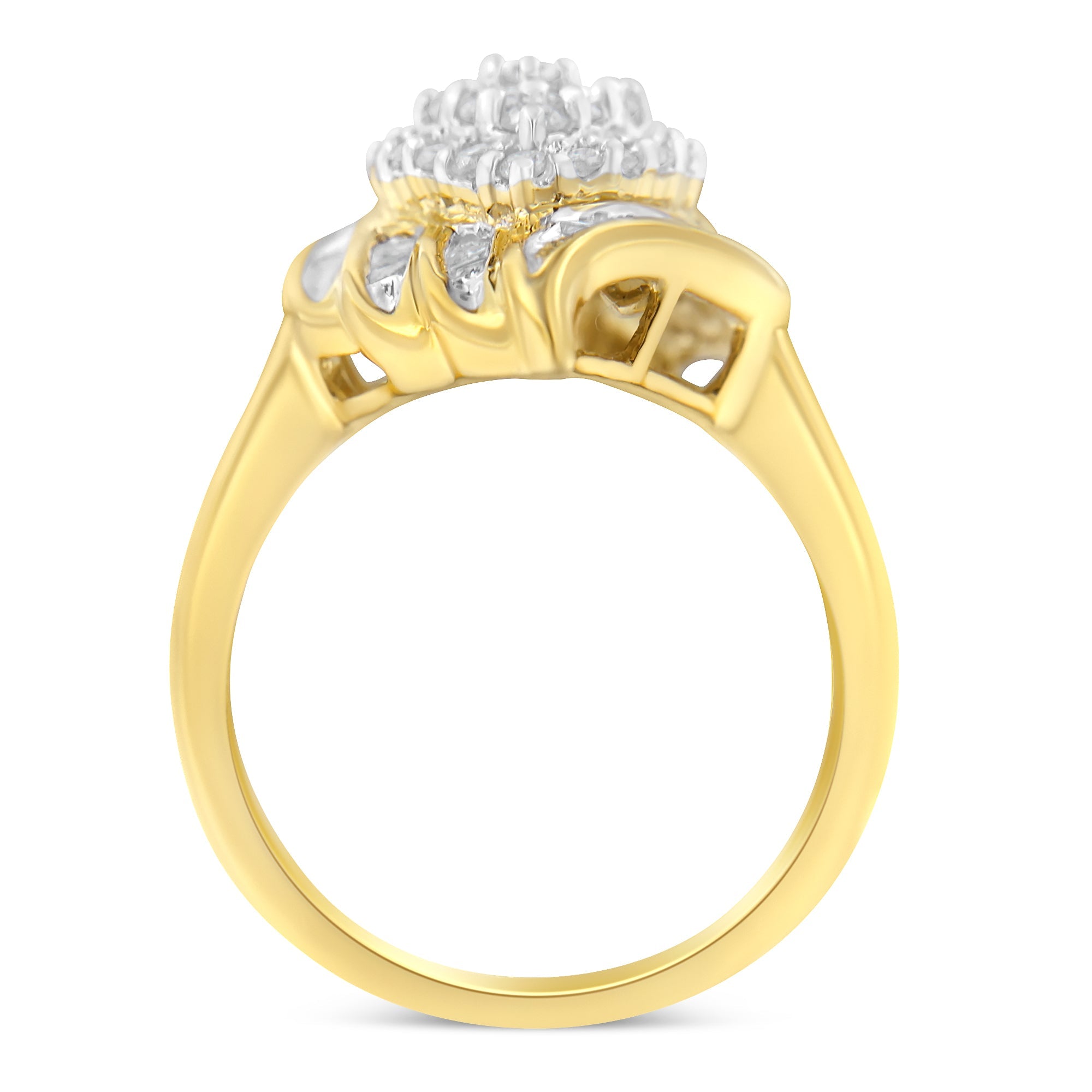 10K Yellow Gold Diamond Cocktail Ring (3/4 Cttw, I-J Color, I2-I3 Clarity) - Size 8