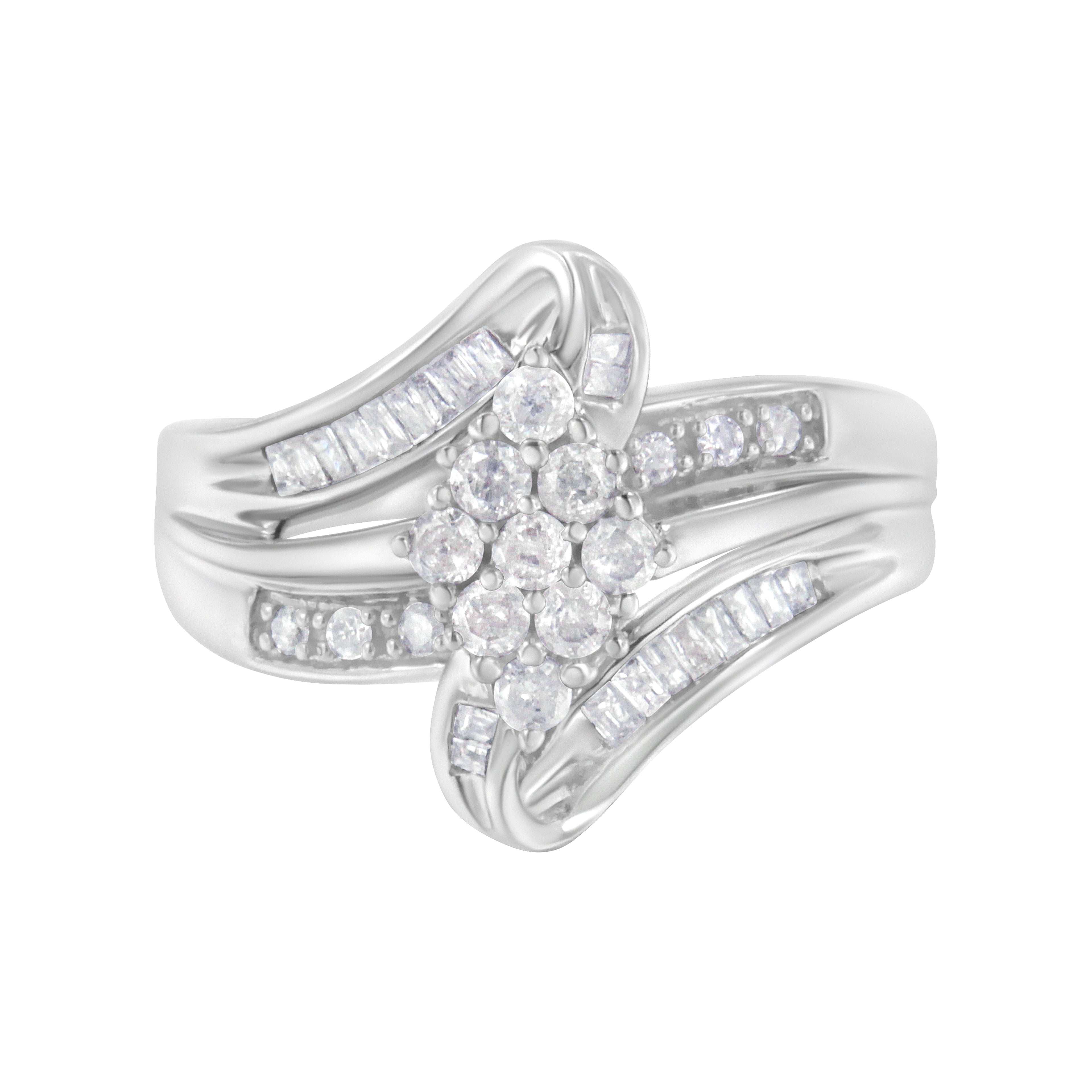 10K White Gold 1/2 cttw Diamond Cluster Ring (H-I Clarity, I2-I3 Color) - Size 6