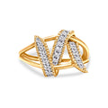 14K Yellow Gold Plated .925 Sterling Silver 1/4 Cttw Diamond Interlocking Bypass Ring (I-J Color, I1-I2 Clarity) - Size 7