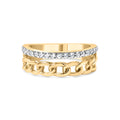 10K Yellow Gold 1/5 Cttw Diamond Cuban Link Ring Band (I-J Color, I2-I3 Clarity) - Size 7