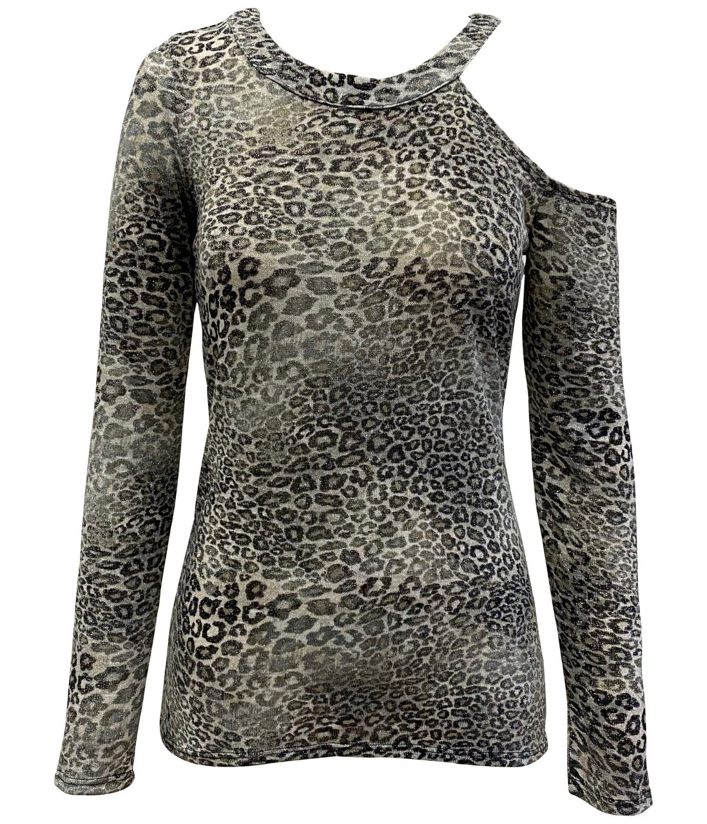 Inc Asymmetrical Animal-Print Top, Size Large