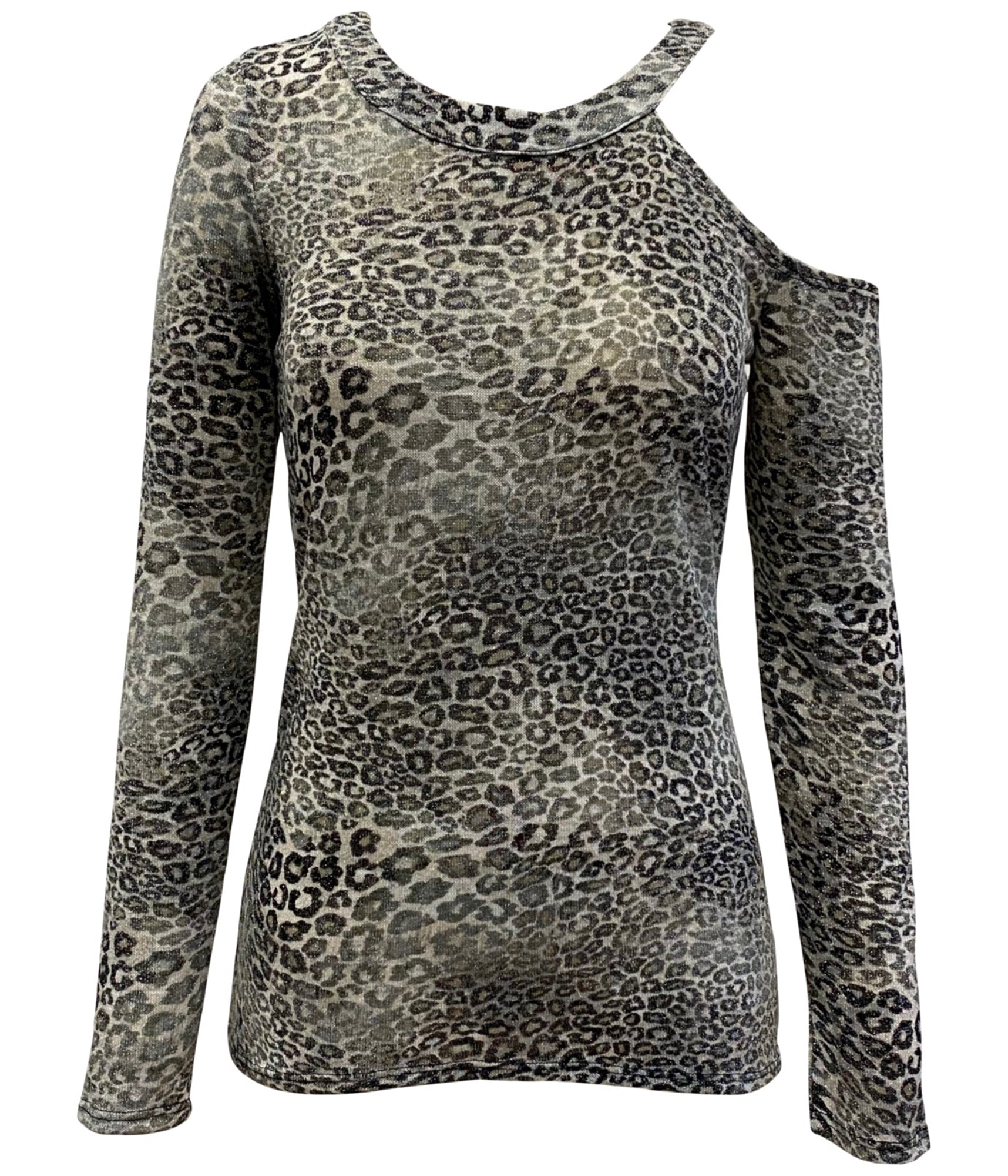 Inc Asymmetrical Animal-Print Top, Size Large
