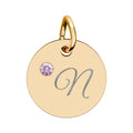 CUSTOM Birthstone Circle Charm — Personalized Initial Necklace Pendant