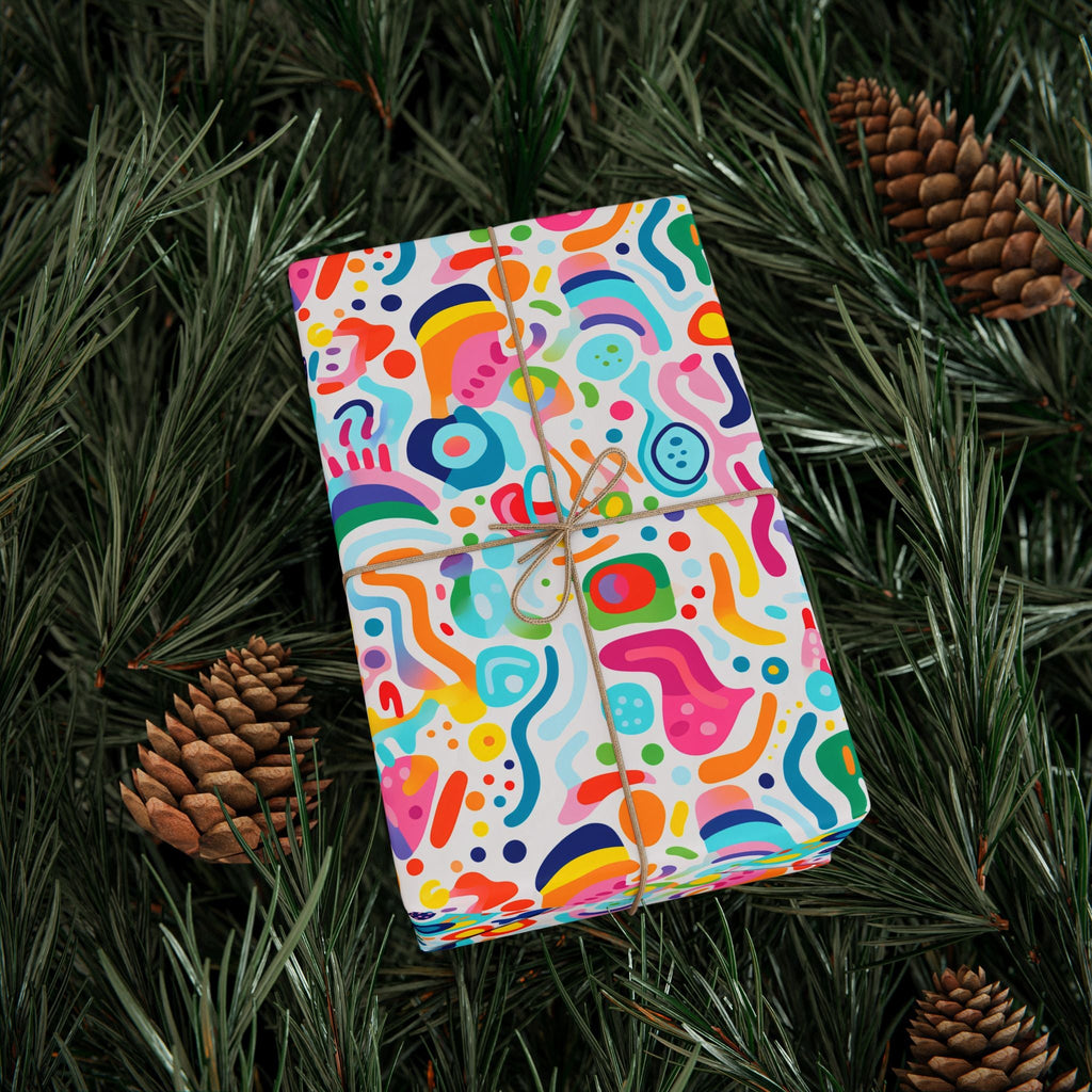 Bespattered Facade Rainbow Doodles Wrapping Paper | Three Sizes | Glossy or Matte