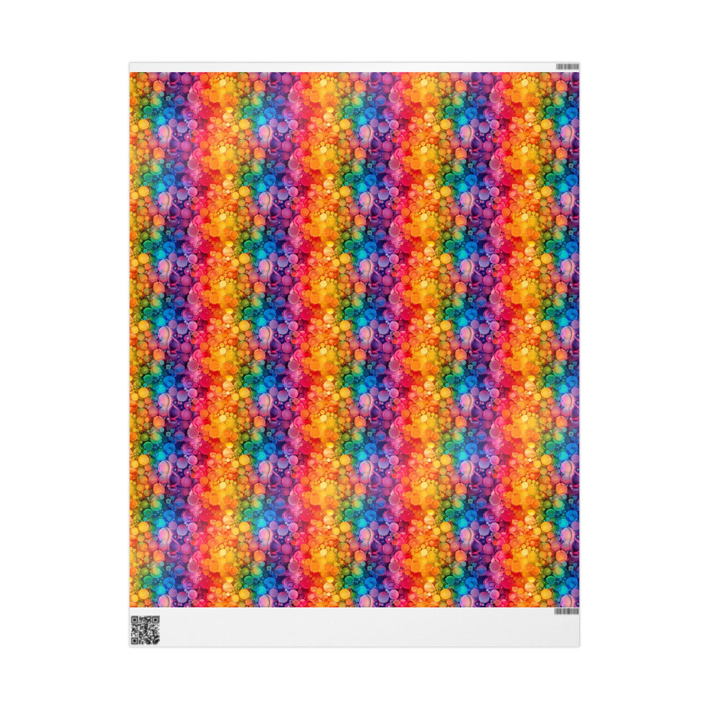 Bespattered Facade Rainbow Ink Circles Wrapping Paper | Three Sizes | Glossy or Matte