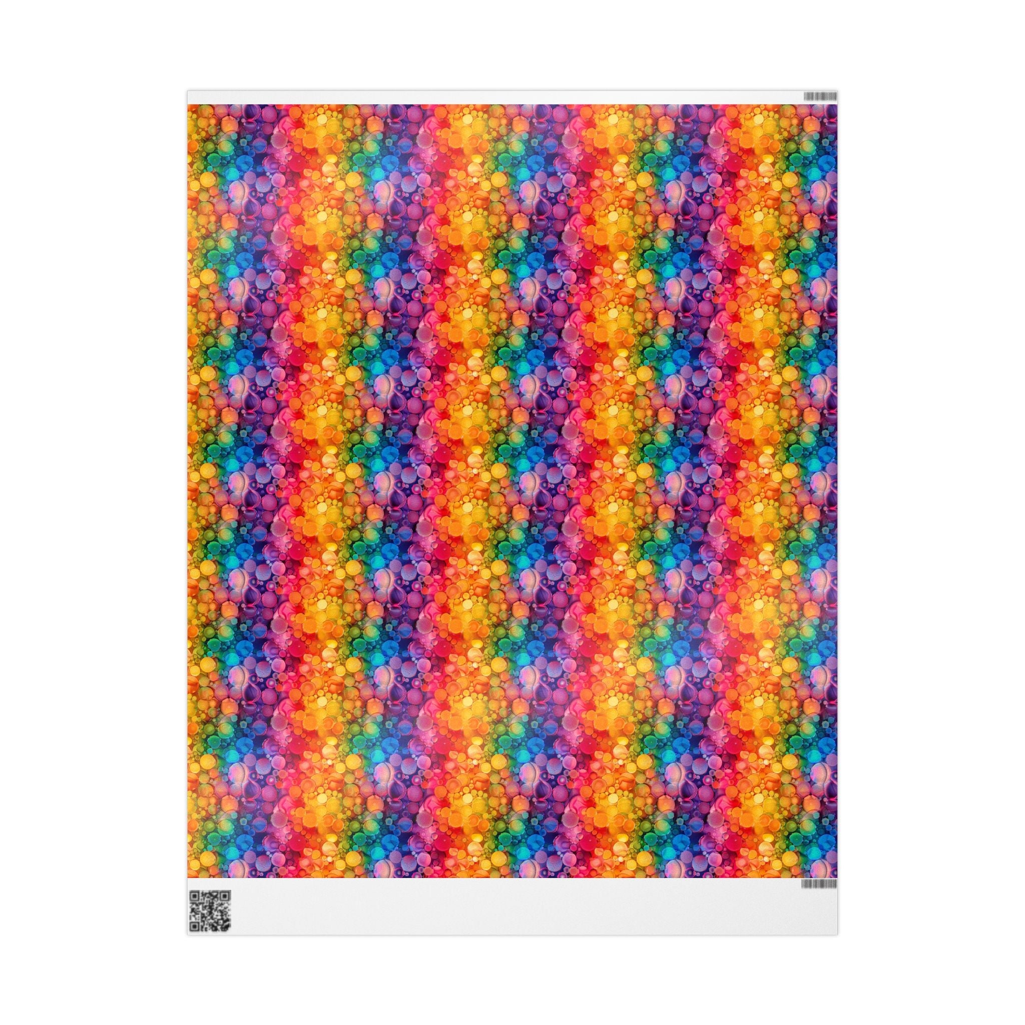 Bespattered Facade Rainbow Ink Circles Wrapping Paper | Three Sizes | Glossy or Matte