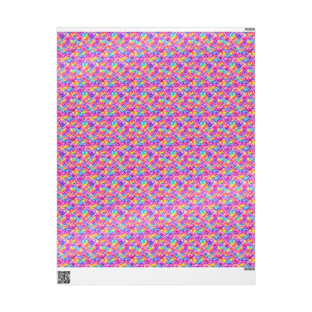 Bespattered Facade Rainbow Hearts Wrapping Paper | Three Sizes | Glossy or Matte
