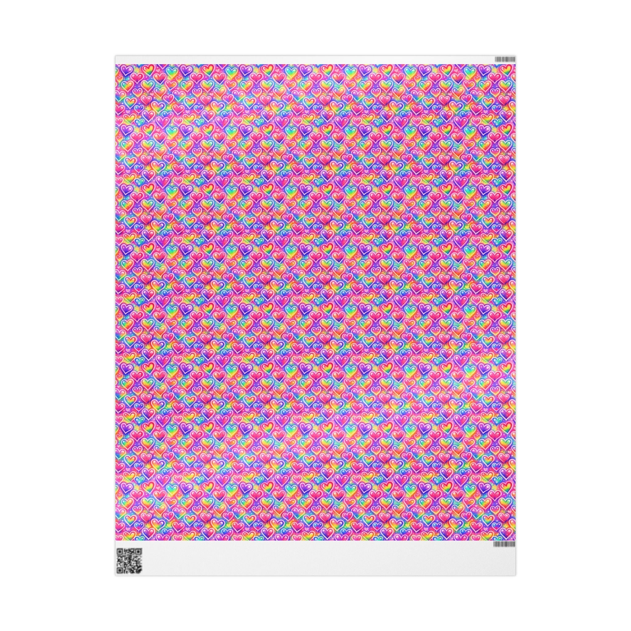 Bespattered Facade Rainbow Hearts Wrapping Paper | Three Sizes | Glossy or Matte