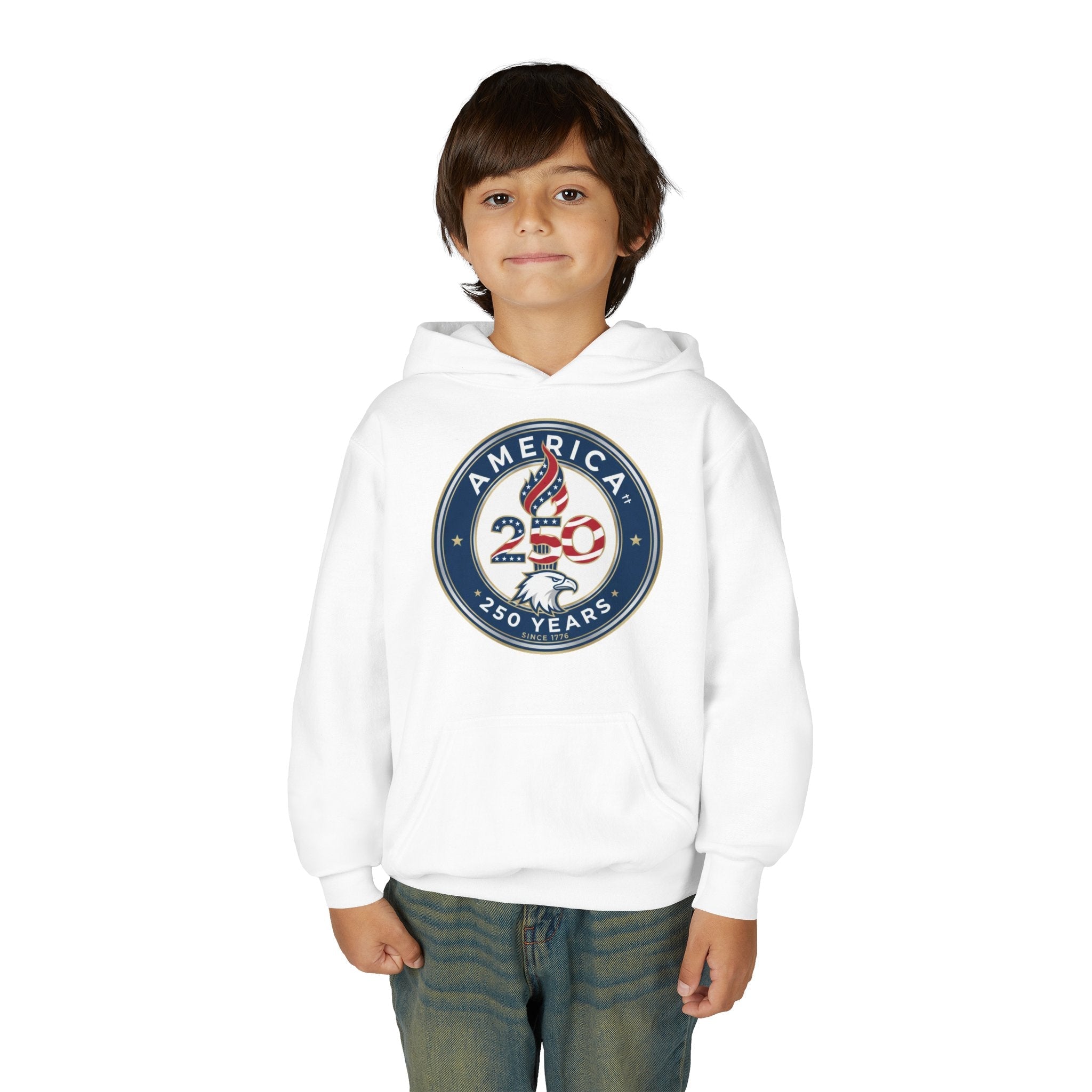 Youth Hoodie - America 250 Years Patriotic Emblem
