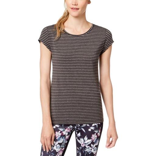 Ideology Womens Striped Cut-Out T-Shirt