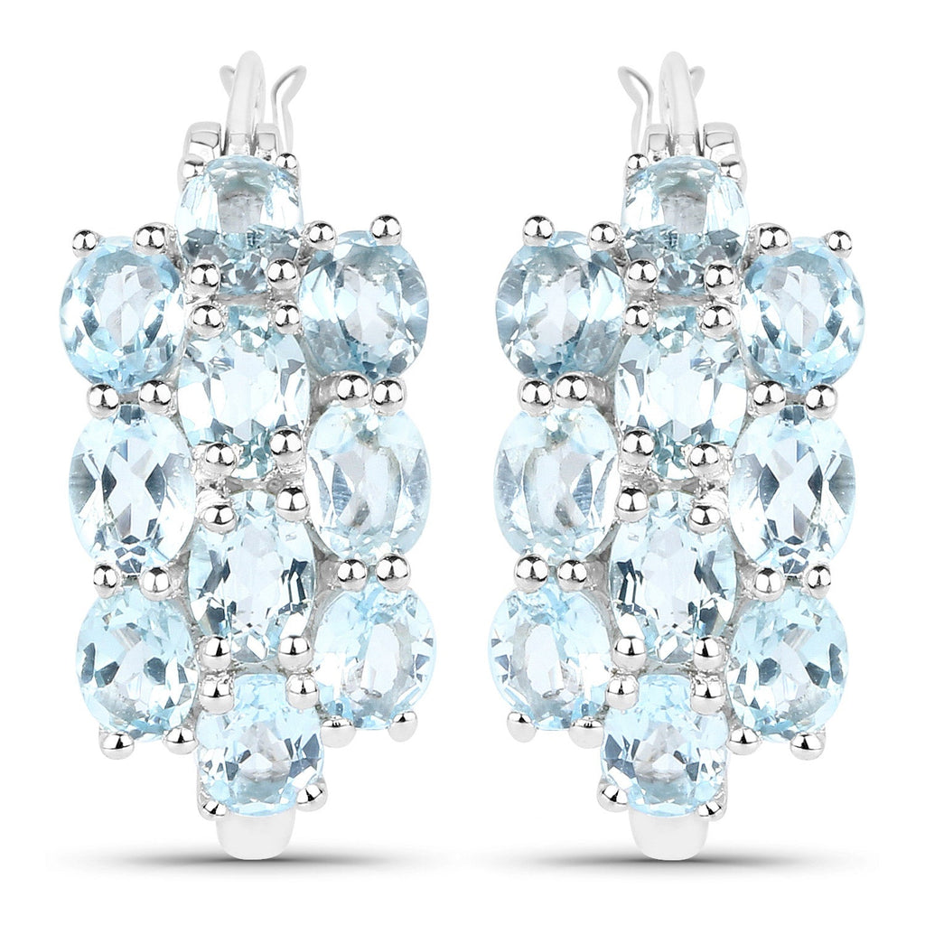 9.88 Carat Genuine Blue Topaz .925 Sterling Silver 3 Piece Jewelry Set (Ring, Earrings, and Pendant w/ Chain)