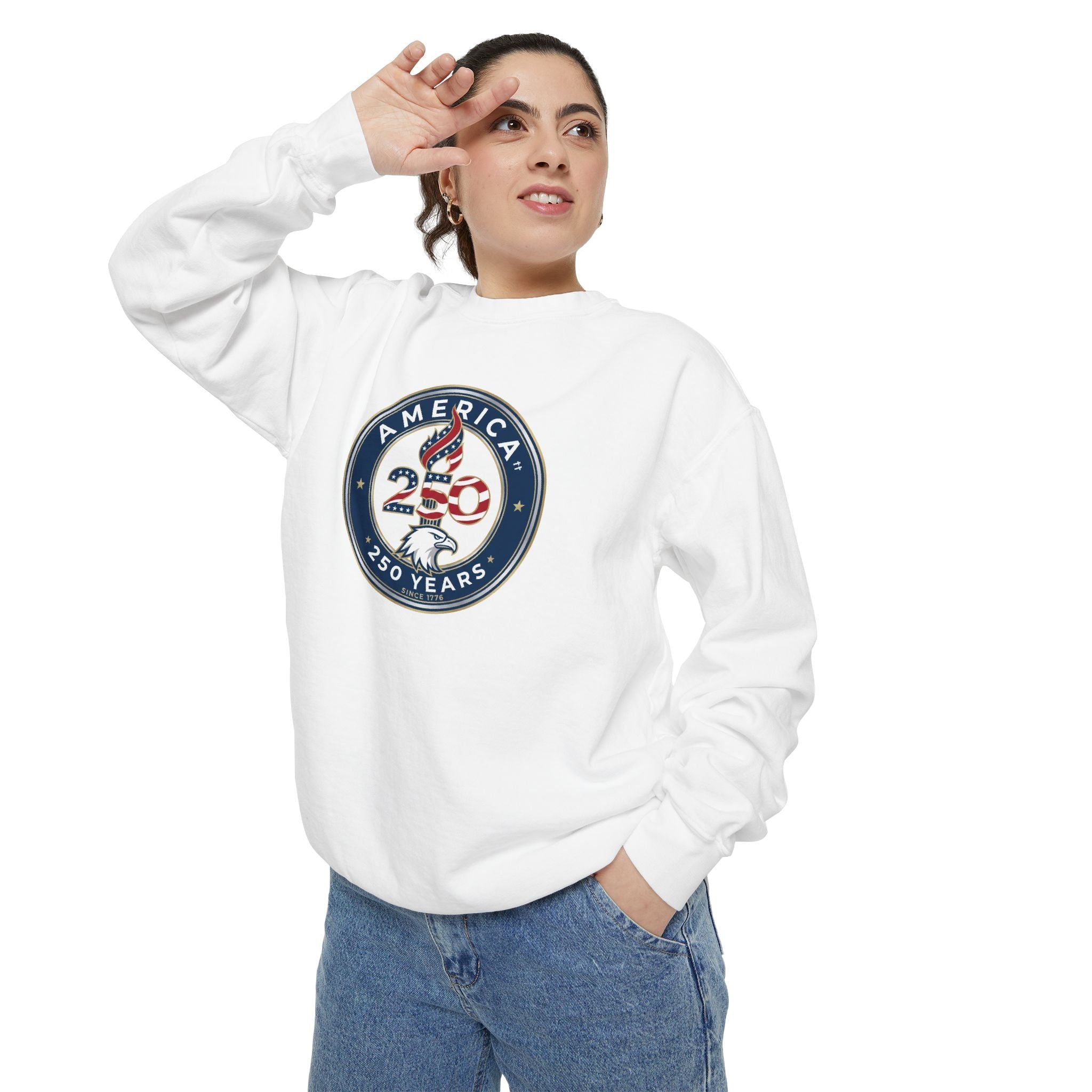 America 250 Years Badge -  Happy Birthday USA Sweatshirt
