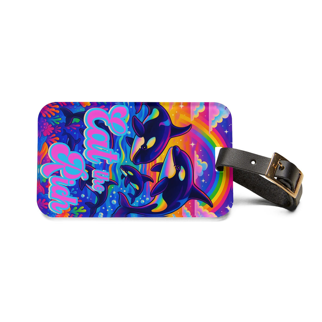 Bespattered Facade "Eat the Rich" Orcas Luggage Tag with Leather Strap