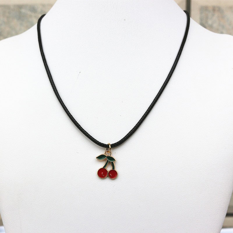 Cherry Pendant Choker Necklace, Short Clavicle Chain
