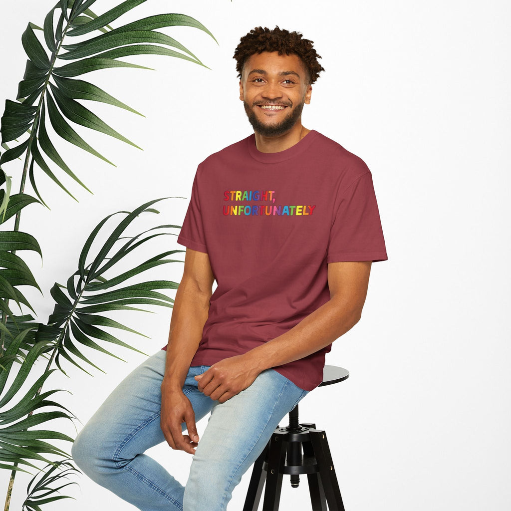 Bespattered Facade Rainbow Unfortunately Straight Colorful LGBTQ+ Pride Premium Unisex Comfort Colors Garment Dyed 100% Cotton T-Shirt