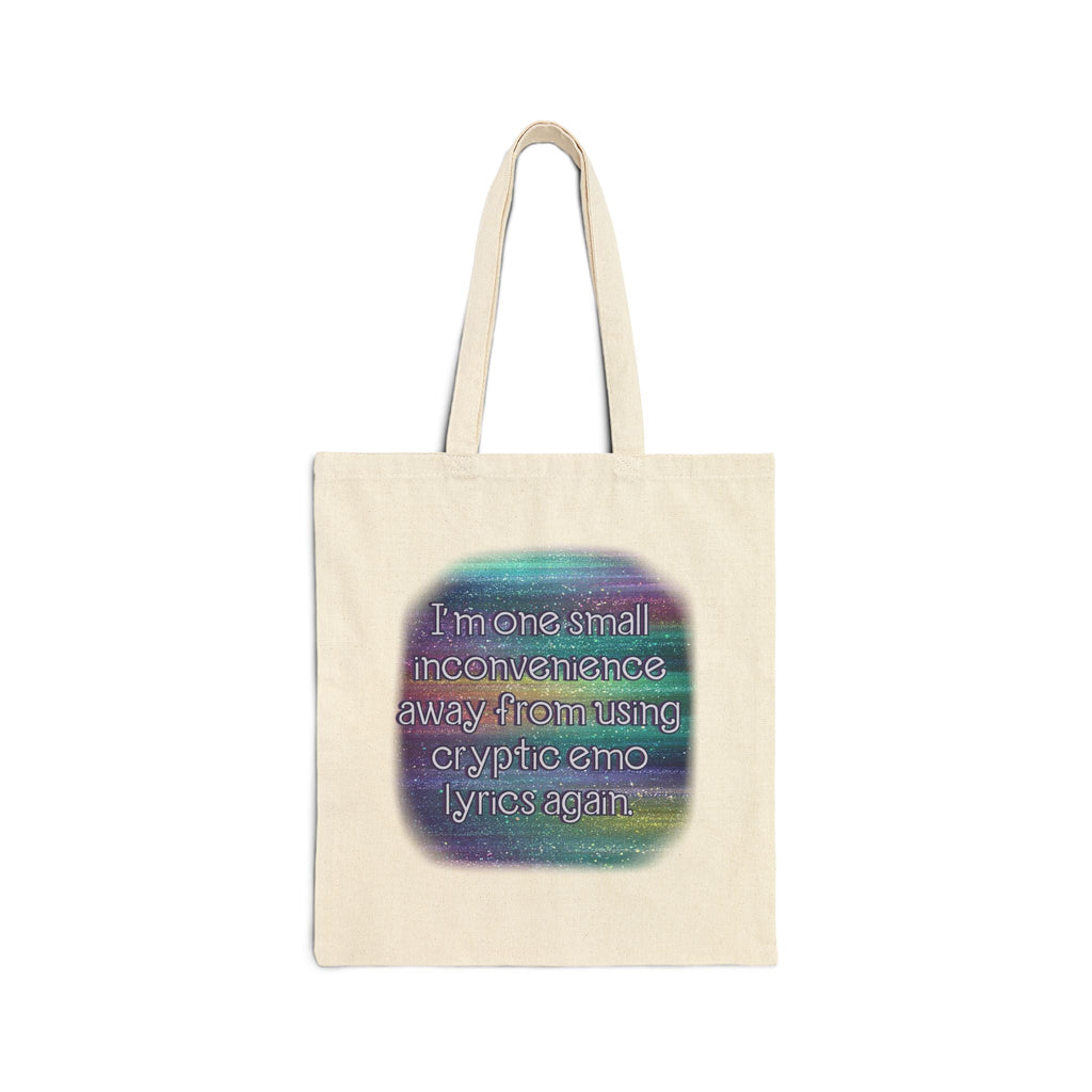 Bespattered Facade Rainbow "Cryptic Emo Lyrics" Canvas Tote Bag Reusable Carryall