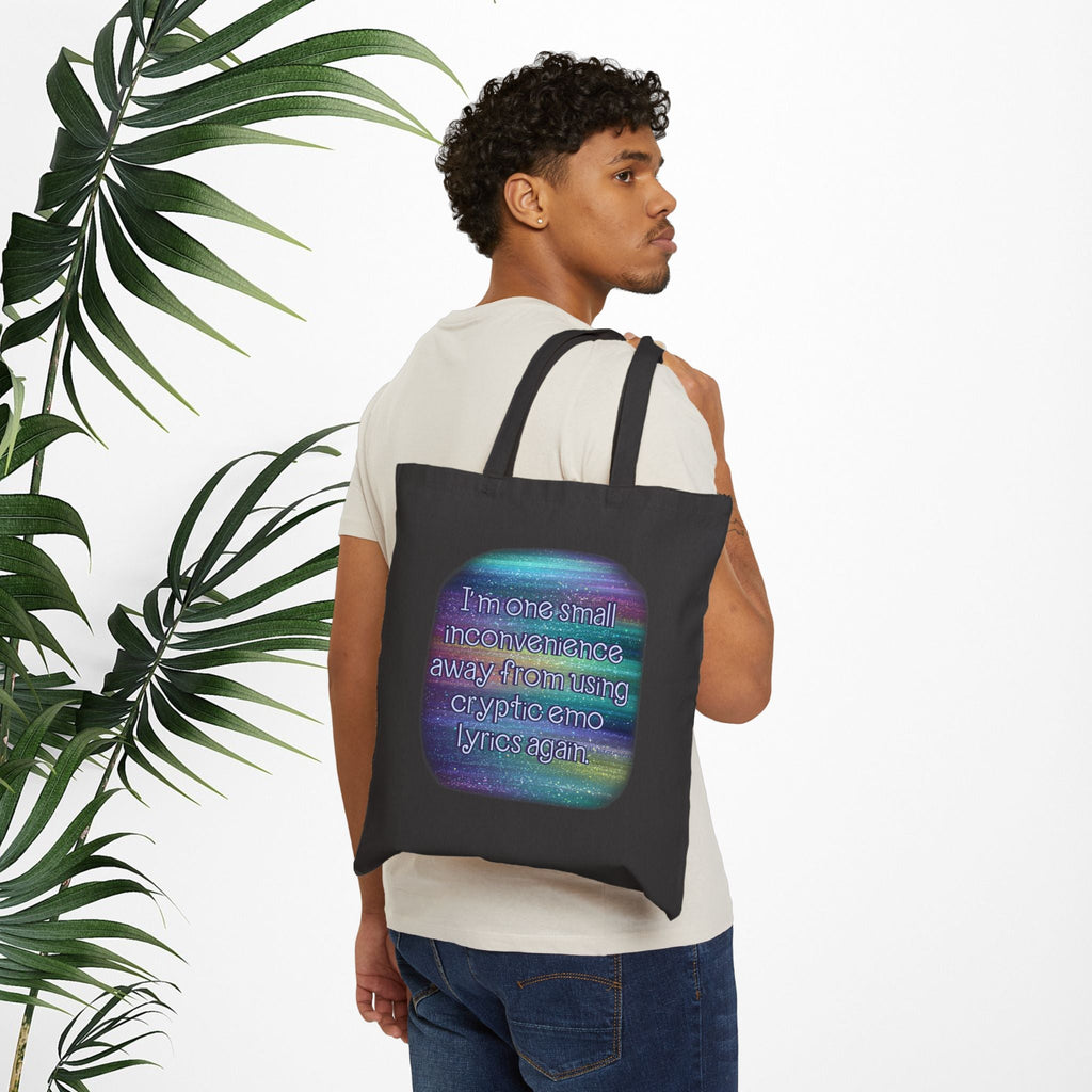 Bespattered Facade Rainbow "Cryptic Emo Lyrics" Canvas Tote Bag Reusable Carryall