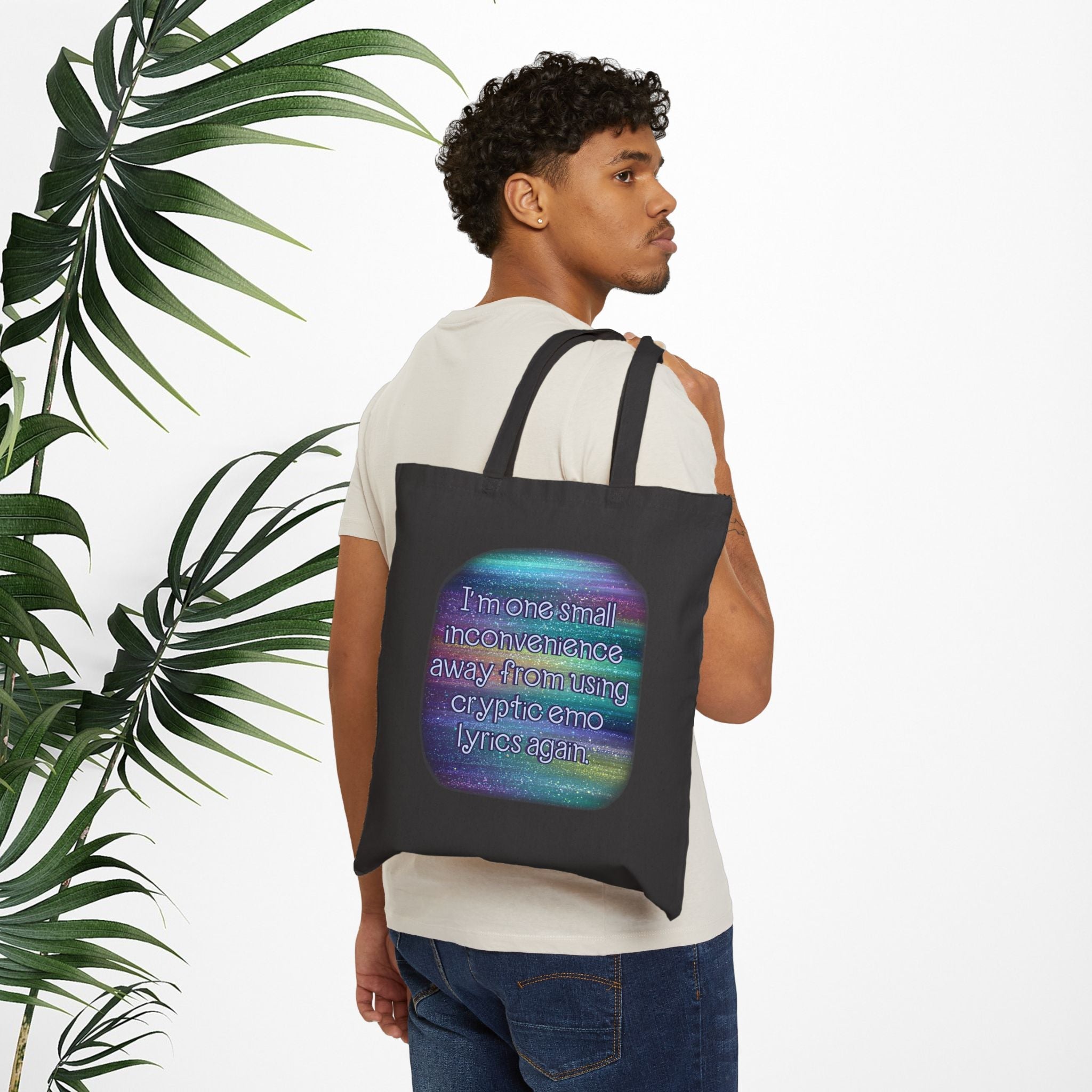 Bespattered Facade Rainbow "Cryptic Emo Lyrics" Canvas Tote Bag Reusable Carryall