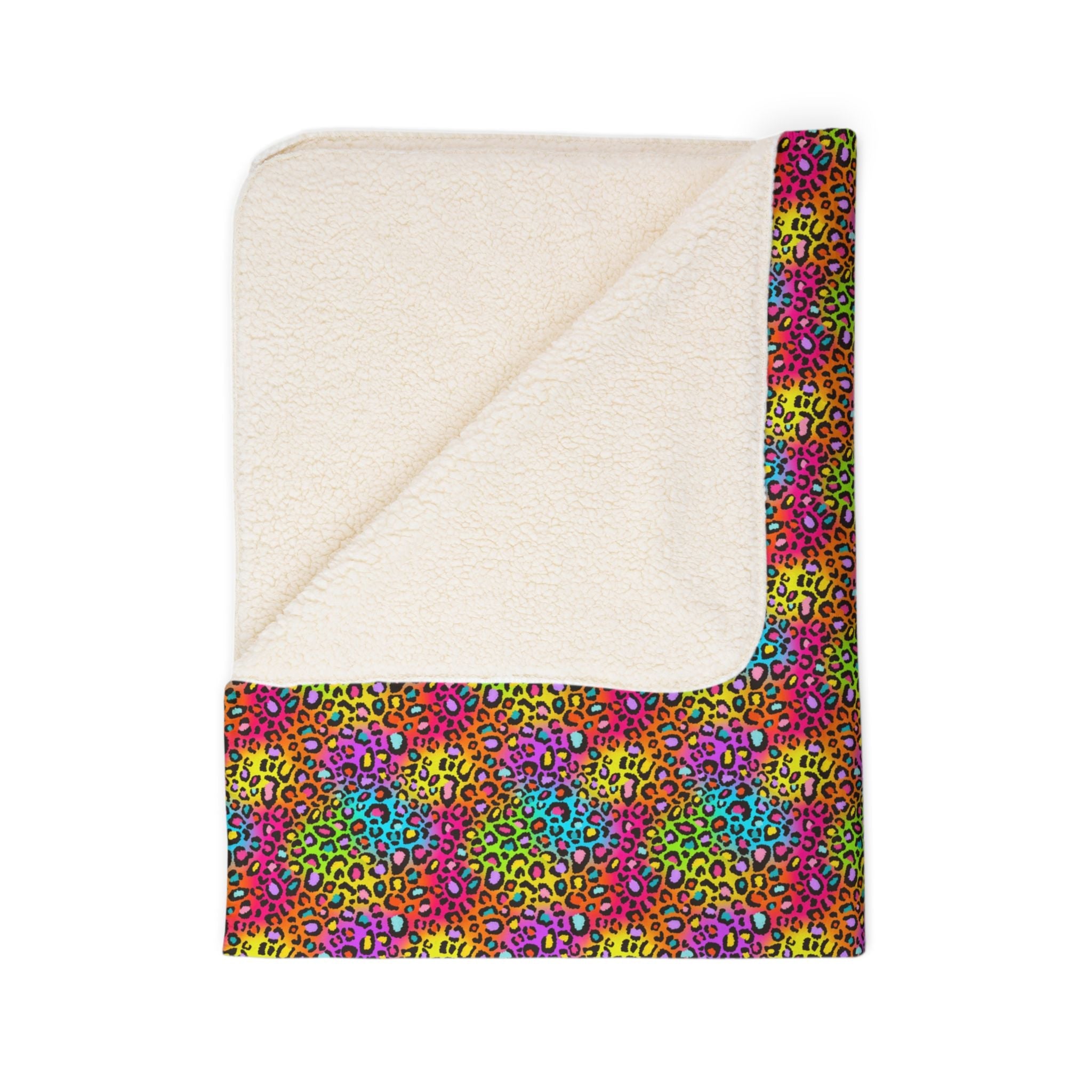 Bespattered Facade Neon Leopard Vibrant Fleece Sherpa Blanket | 2 Colors & Sizes
