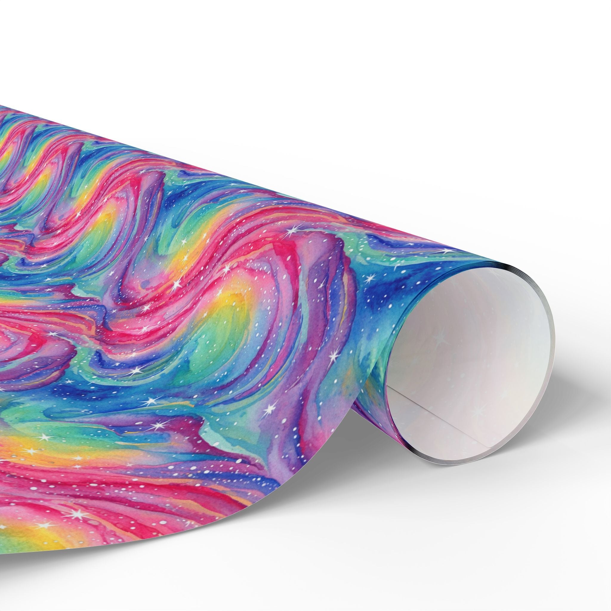 Bespattered Facade Rainbow Nebula Wrapping Paper | Three Sizes | Glossy or Matte