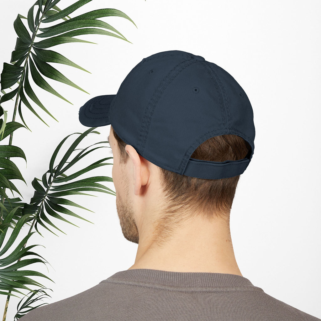 Bespattered Facade "Hang in There" White Embroidered Distressed Cap