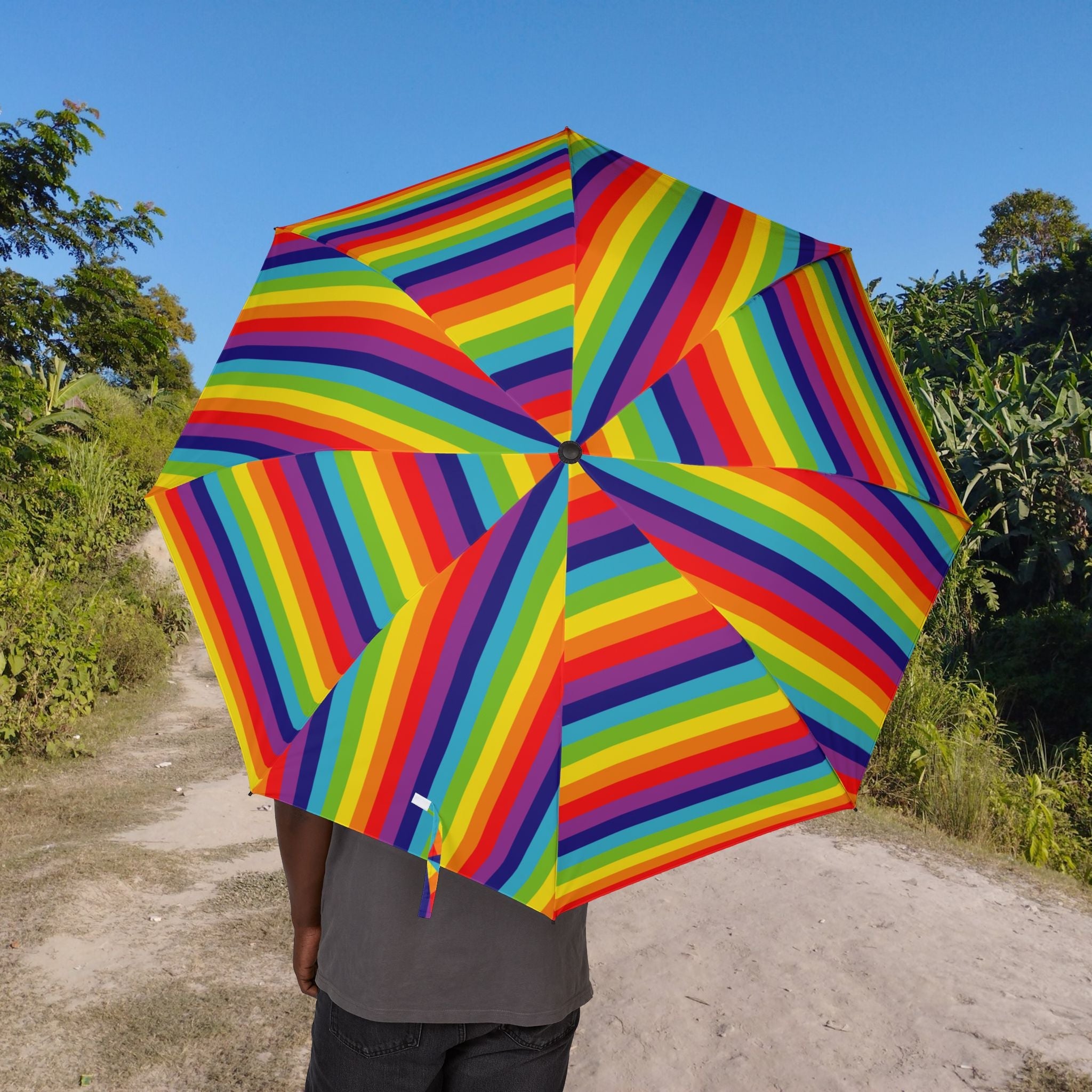 Bespattered Facade Rainbowgasm Foldable Umbrella — Compact Semi-Automatic Rain Parasol