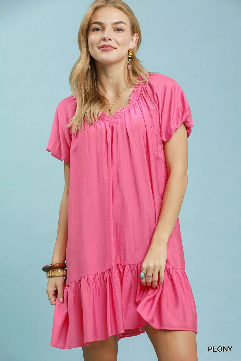 Umgee Ruffle Hem Shift Mini Dress
