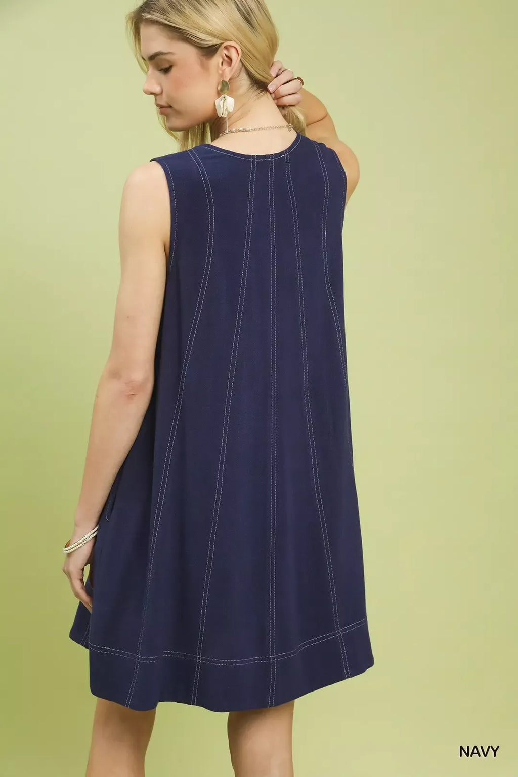 Umgee Linen Sleeveless Swing Dress