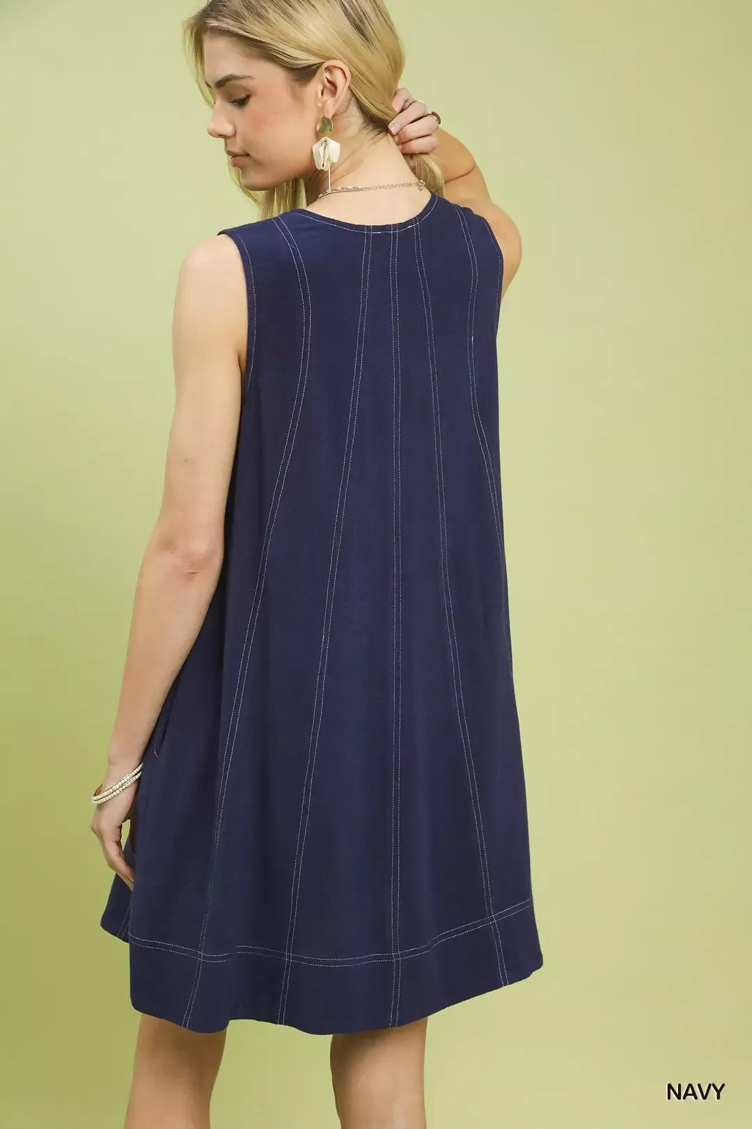 Umgee Linen Sleeveless Swing Dress