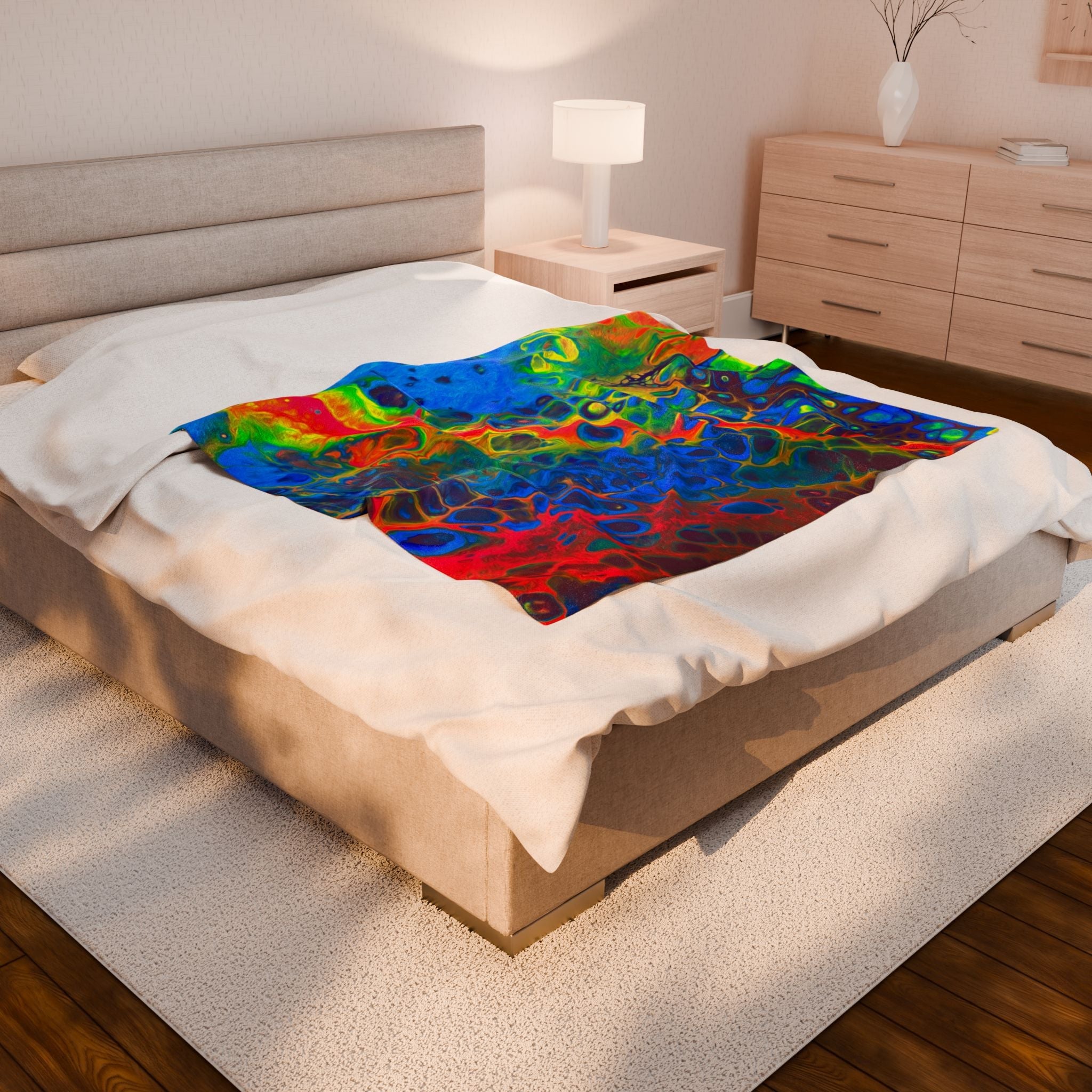 Bespattered Facade Rainbow Velveteen Plush Blanket | 3 Sizes