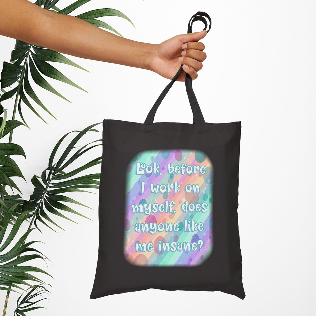 Bespattered Facade Rainbow "Self Improvement" Canvas Tote Bag Reusable Carryall