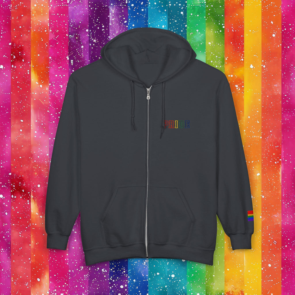 Bespattered Facade Rainbow LGBTQ+ Pride Embroidered Full-Zip Hoodie